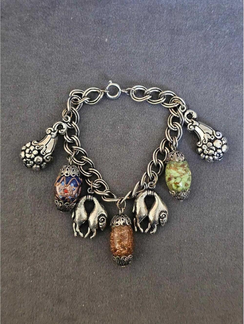 Vintage Chunky Charm Bracelet